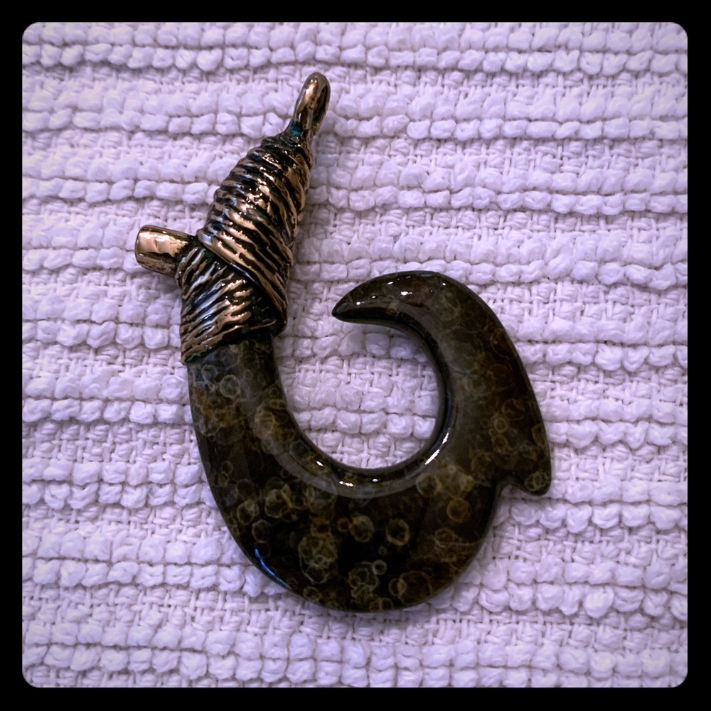 David Wirth Small Bronze Fish Hook Necklace